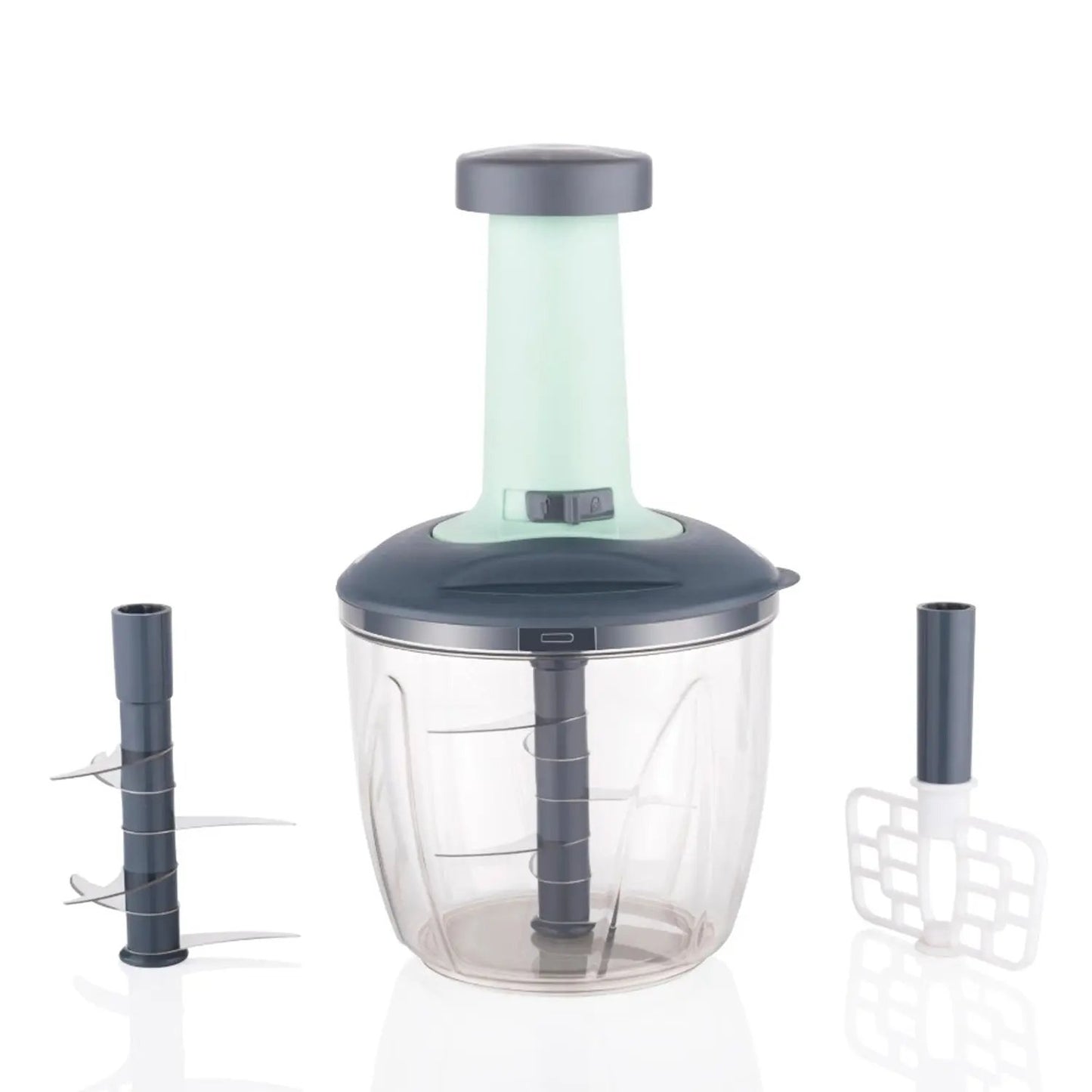 5368 1100 Ml 2 In 1 Push Up Chopper With Blender Affixed With 6 Sharp Blade  Vegetable And Fruit Cutter With Easy Push And Chop Button - Loopni