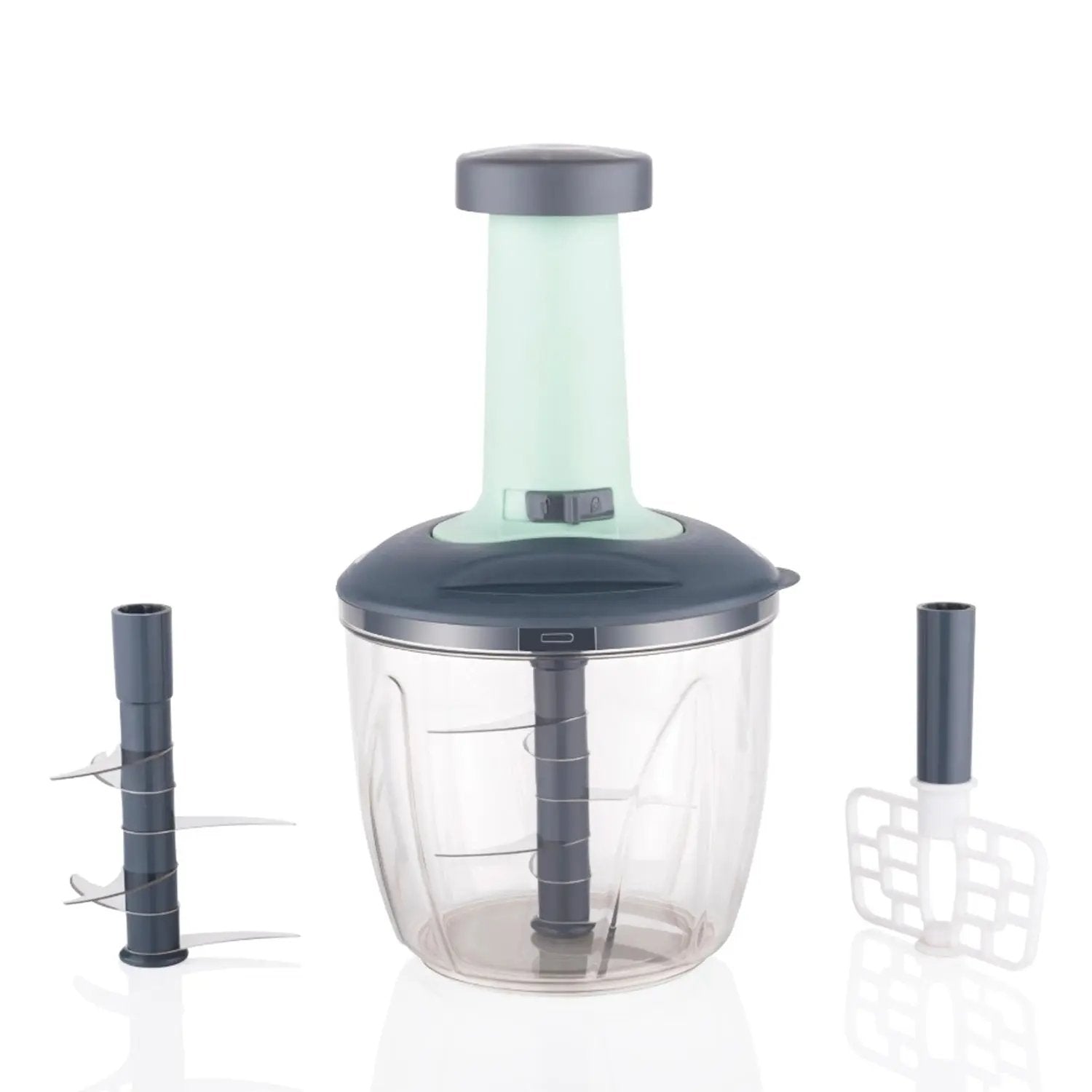5368 1100 Ml 2 In 1 Push Up Chopper With Blender Affixed With 6 Sharp Blade  Vegetable And Fruit Cutter With Easy Push And Chop Button - Loopni