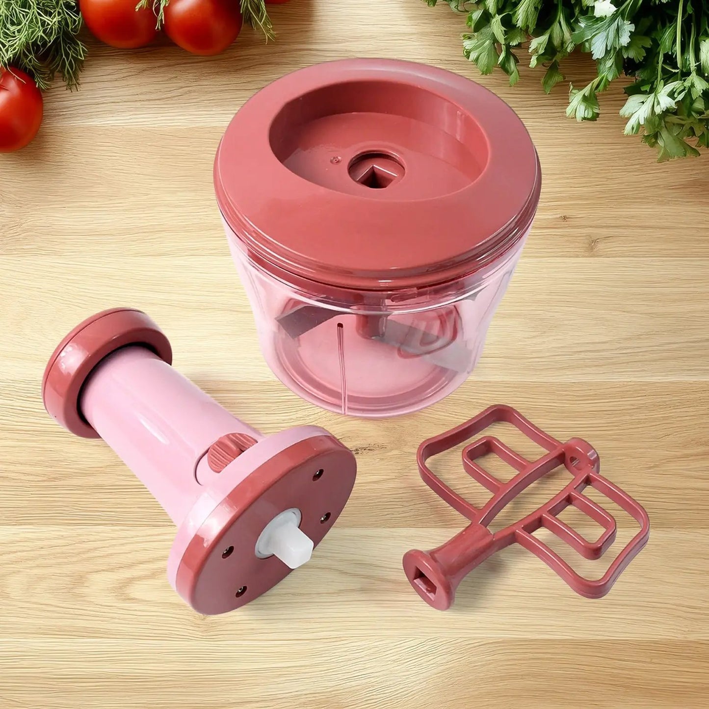 Apex  Quba Push Chopper With Stainless Steel Blades (1000ml) - Loopni