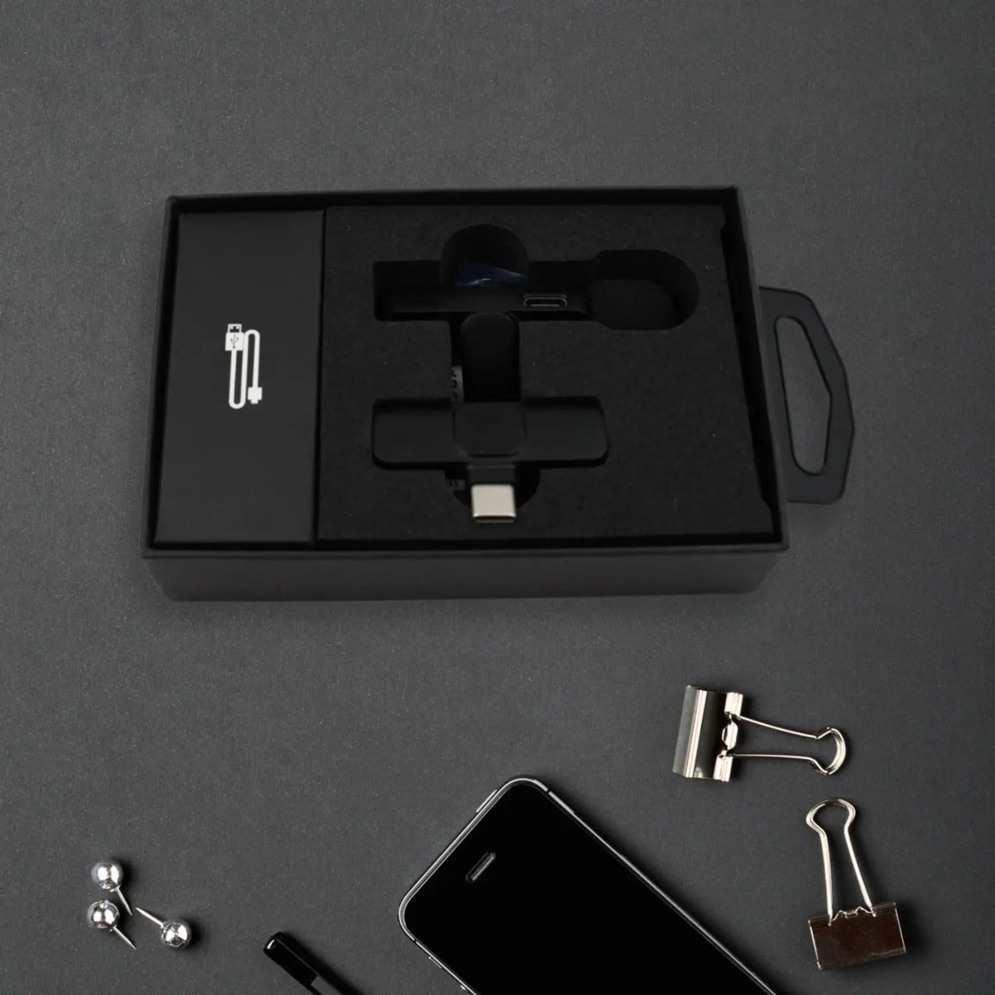 12639 Intelligent Noise Cancelling Live Streaming Clip On Microphone For Type-c  For Iphone With Charging Mini Wireless Lapel Collar Microphone - Loopni