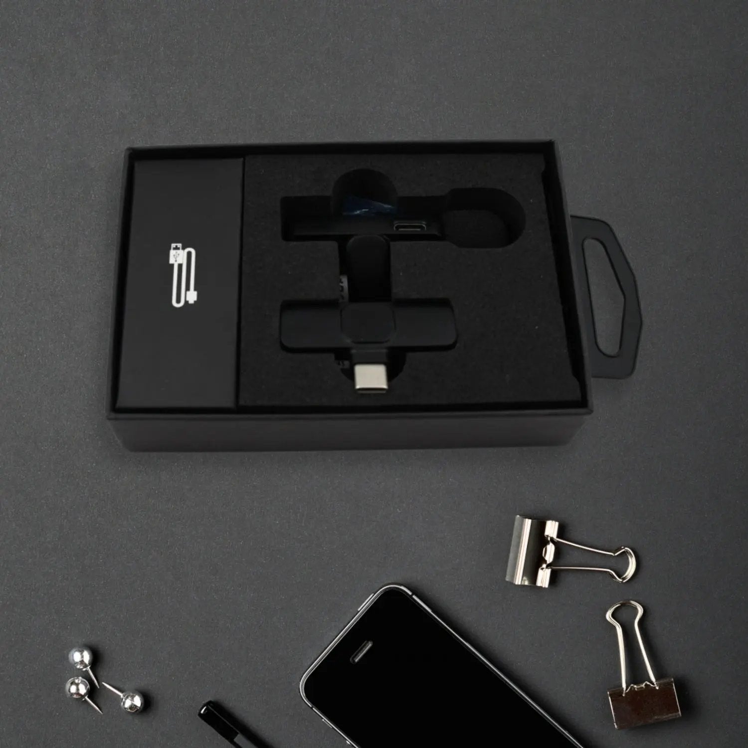 12639 Intelligent Noise Cancelling Live Streaming Clip On Microphone For Type-c  For Iphone With Charging Mini Wireless Lapel Collar Microphone - Loopni