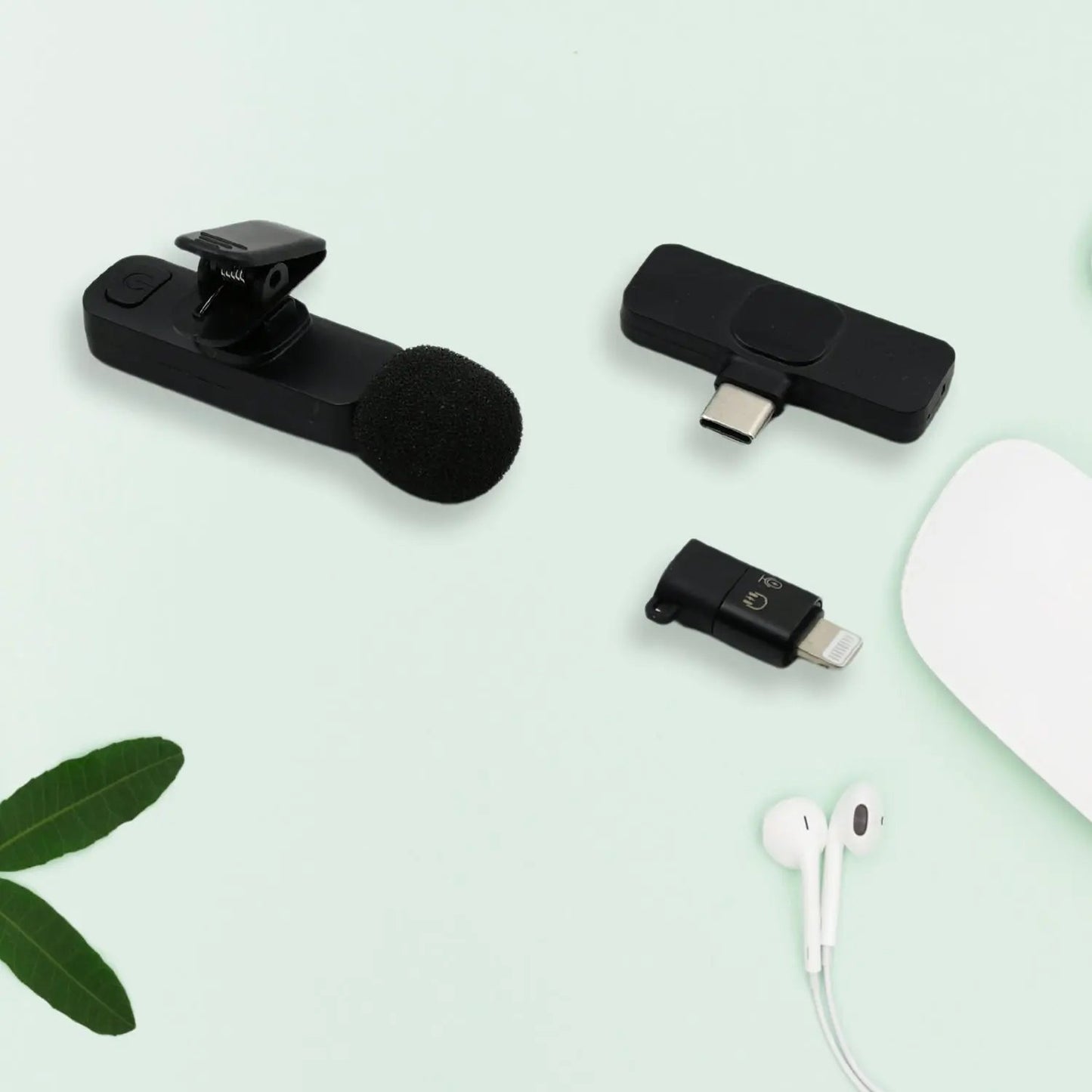 12639 Intelligent Noise Cancelling Live Streaming Clip On Microphone For Type-c  For Iphone With Charging Mini Wireless Lapel Collar Microphone - Loopni