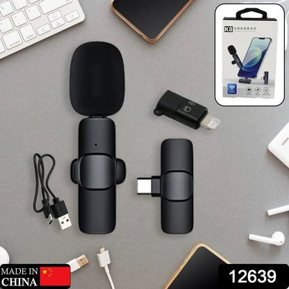 12639 Intelligent Noise Cancelling Live Streaming Clip On Microphone For Type-c  For Iphone With Charging Mini Wireless Lapel Collar Microphone - Loopni
