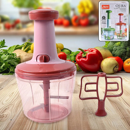 Apex  Quba Push Chopper With Stainless Steel Blades (1000ml) - Loopni