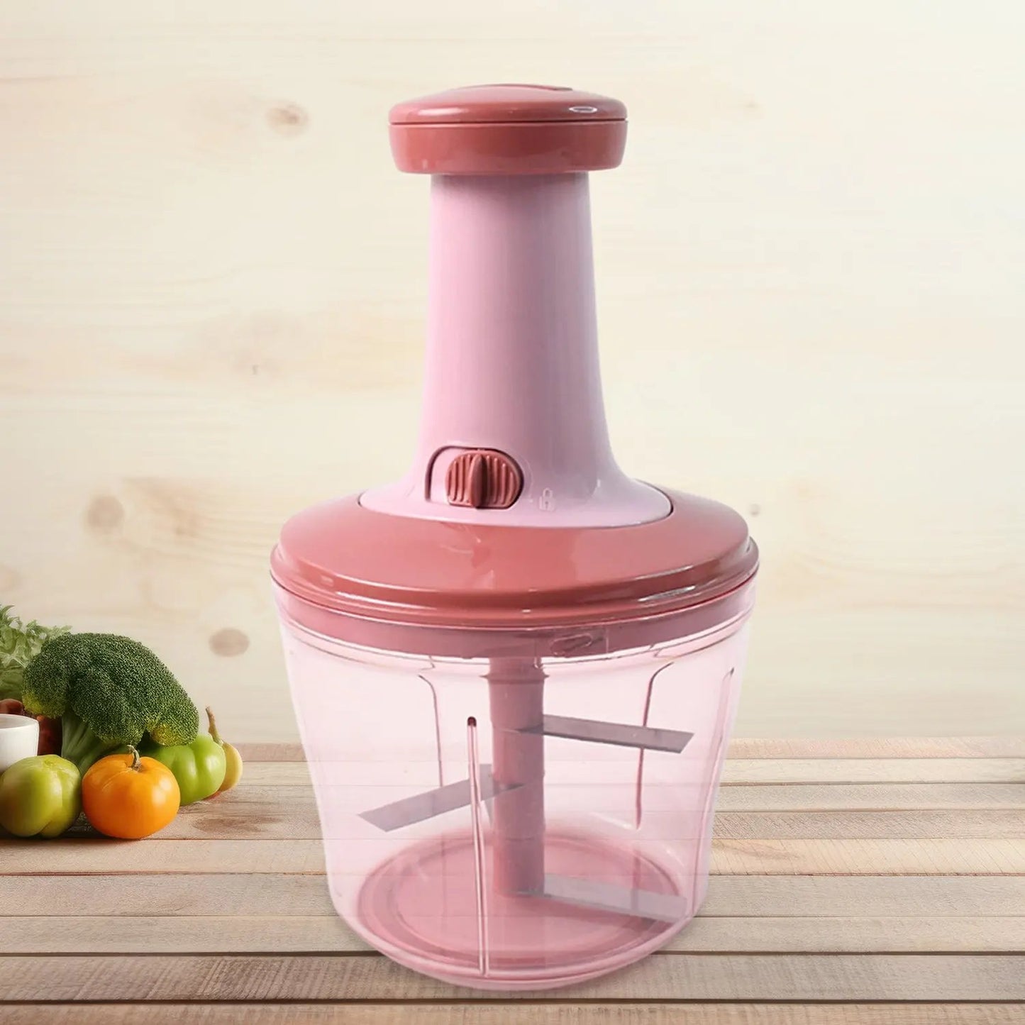 Apex  Quba Push Chopper With Stainless Steel Blades (1000ml) - Loopni